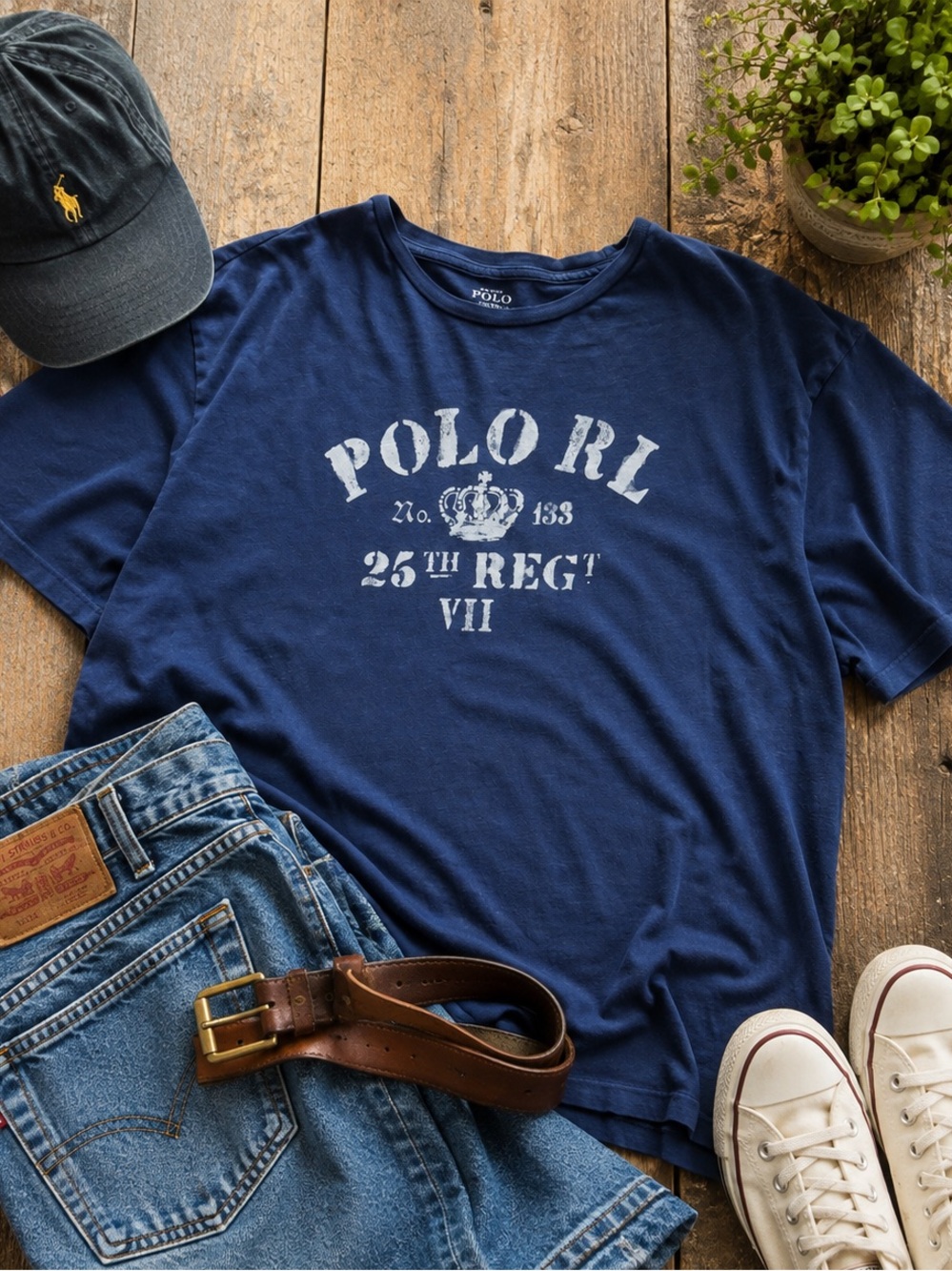 Vintage Polo Ralph Lauren 25th Regiment VII Tee XL Single Stitch